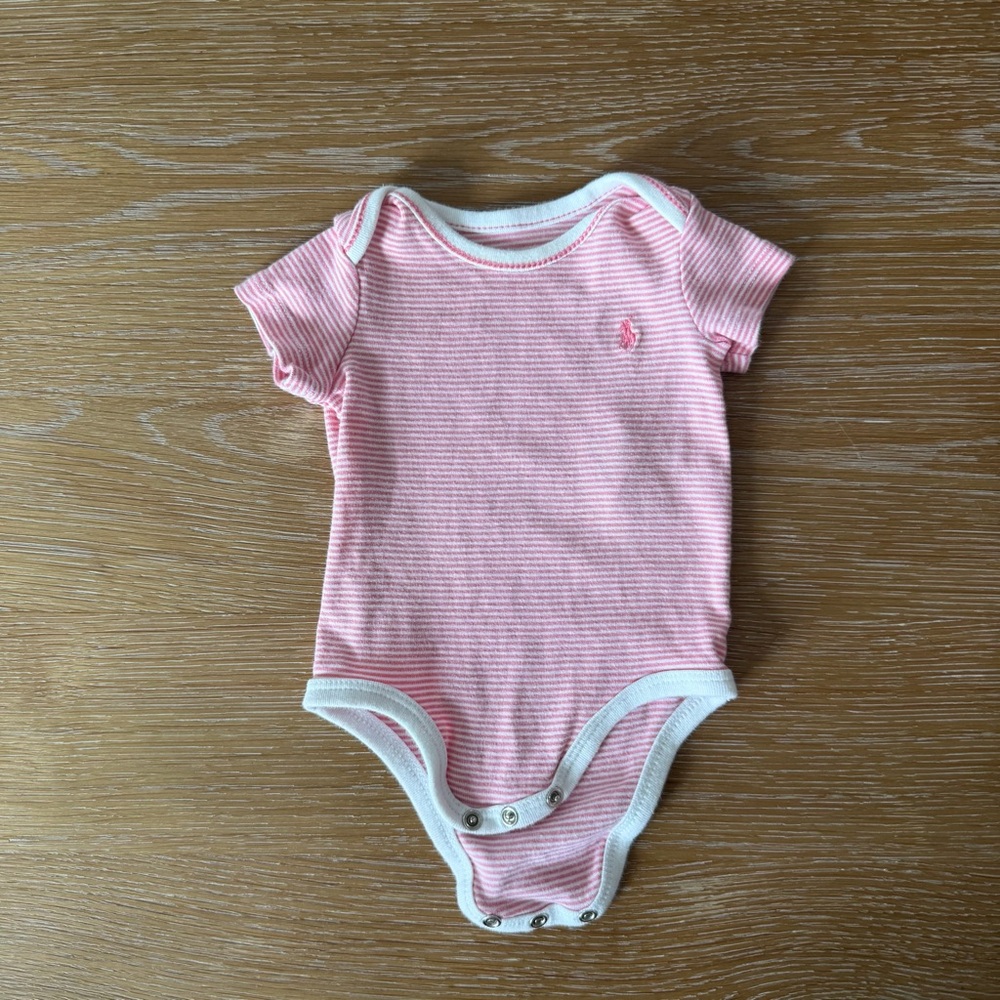 Ralph Lauren Pink and White Striped Bodysuit